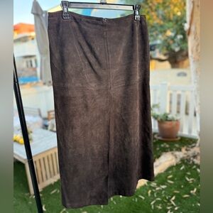 INC International Concepts Brown Suede Midi Skirt iconic sophisticated classic